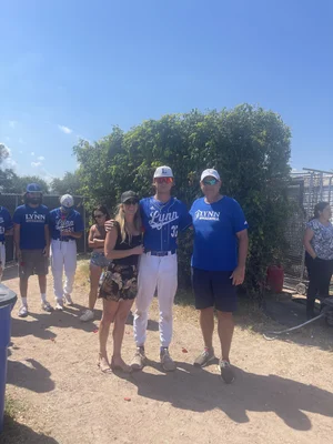 Tracey on the field at a Lynn University baseball game.
