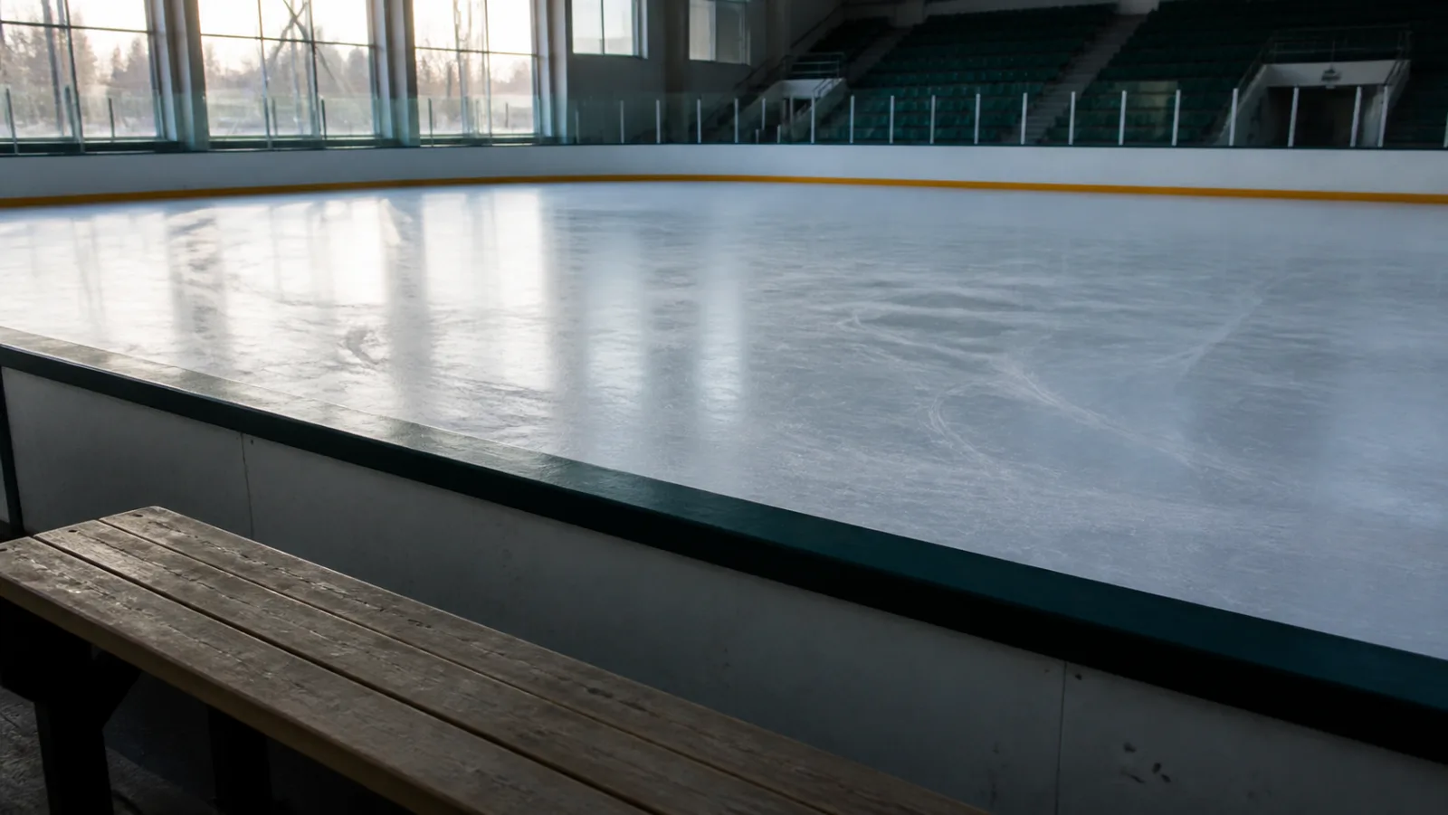 A quiet figure skating rink in the early morning